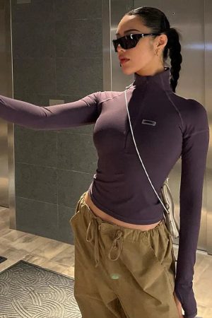 Bodycon Half Zip-Up Top