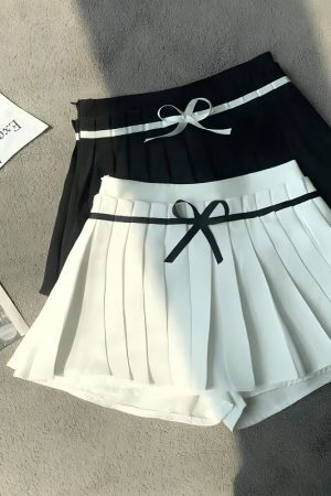 Bow Belt Pleated Mini Skort