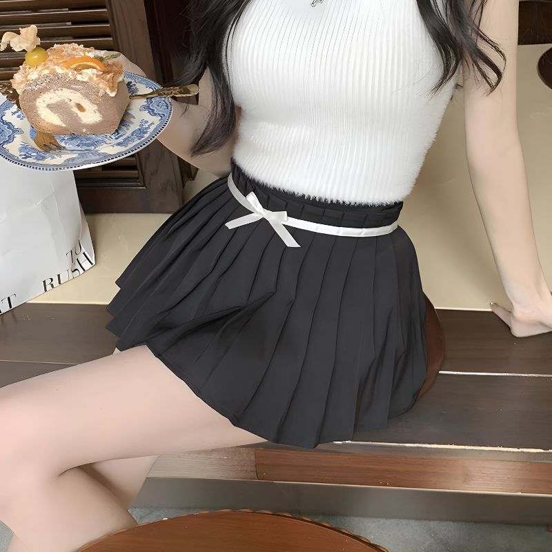 Bow Belt Pleated Mini Skort Bow Belt Pleated Mini Skort