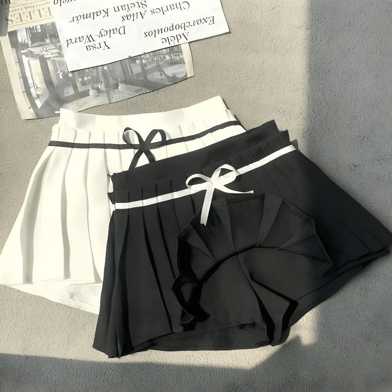 Bow Belt Pleated Mini Skort Bow Belt Pleated Mini Skort