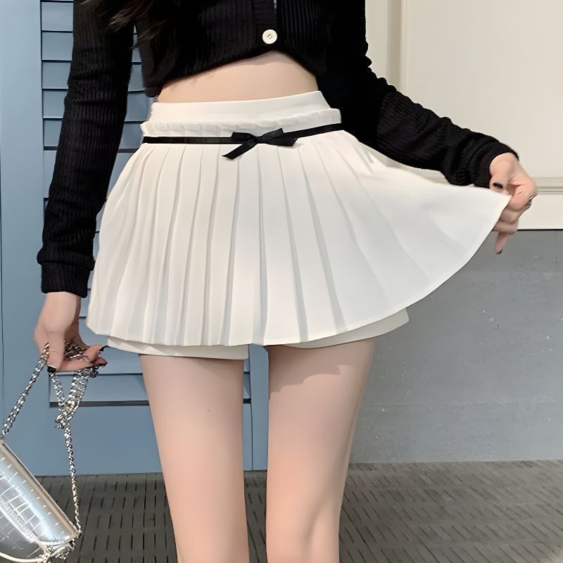 Bow Belt Pleated Mini Skort Bow Belt Pleated Mini Skort