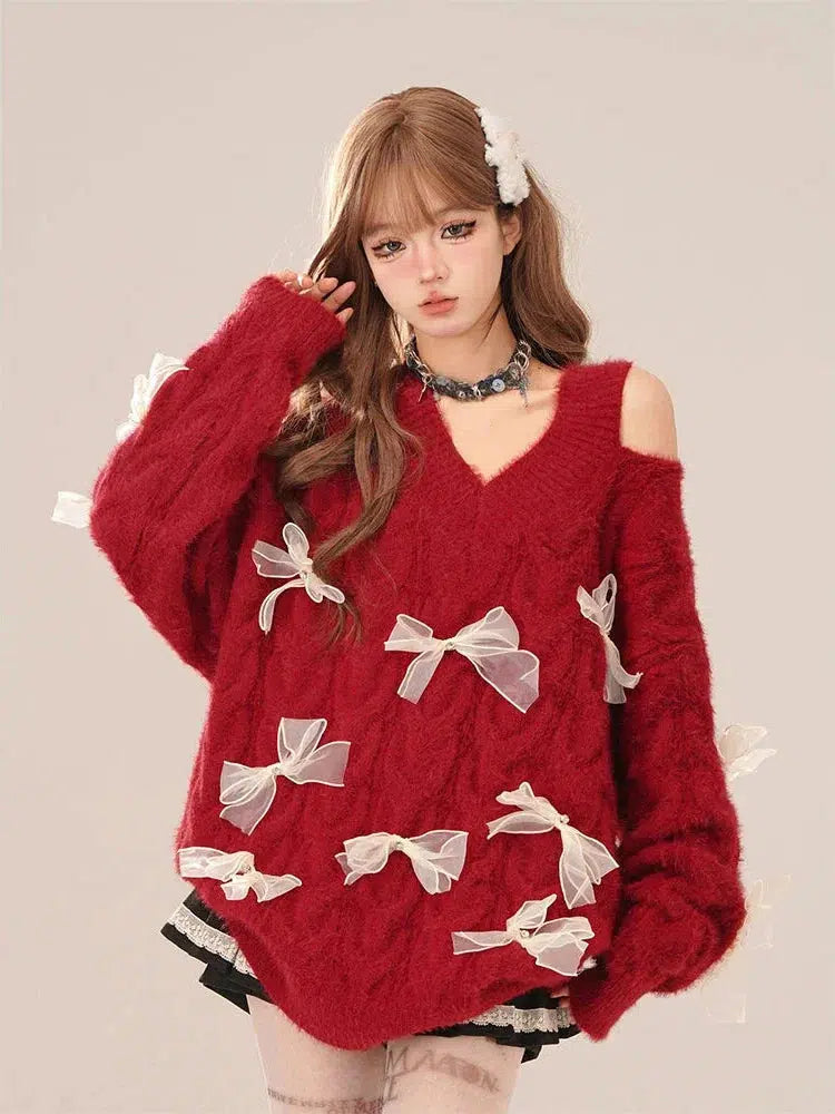 Bow Cut Out Fluffy Sweater Bow Cut Out Fluffy Sweater