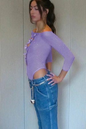 Bow Cut Out Rhinestone Bodysuit