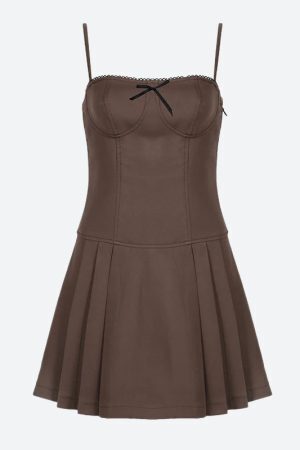 Bow Pleated Mini Dress