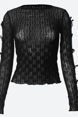 Bow Sleeve Sheer Top