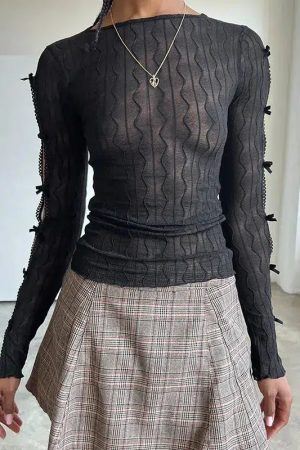 Bow Sleeve Sheer Top