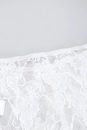 Bow Transparent Lace Flare Pants
