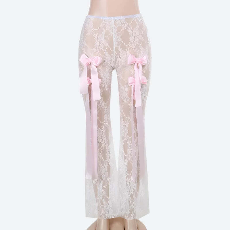 Bow Transparent Lace Flare Pants Bow Transparent Lace Flare Pants