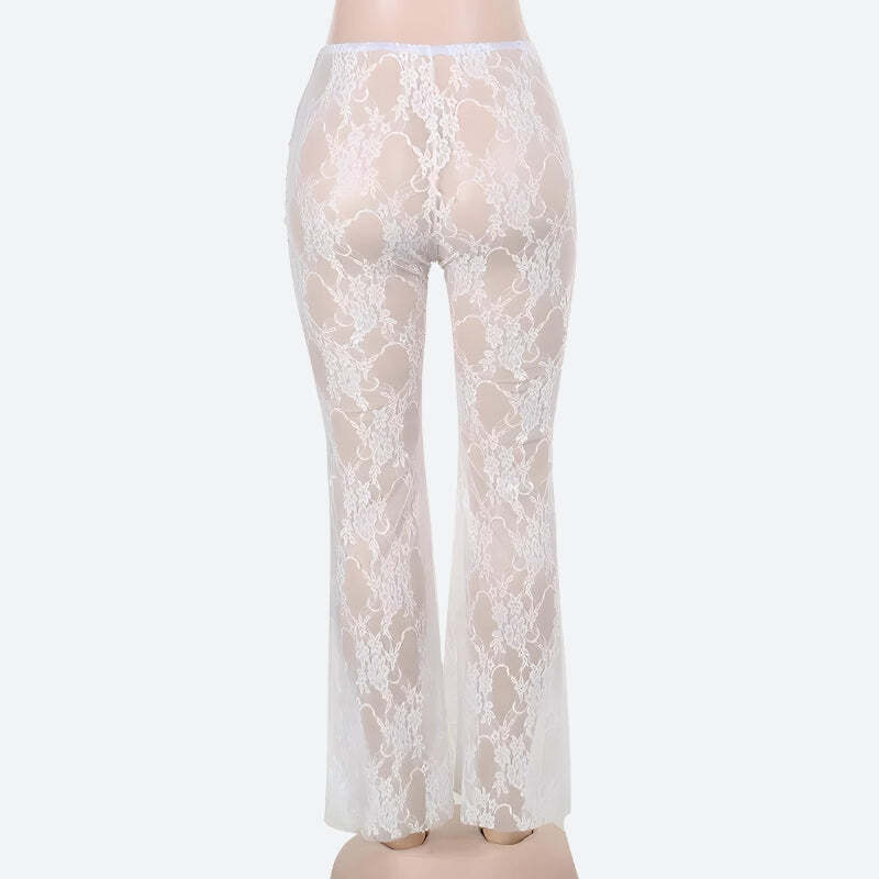 Bow Transparent Lace Flare Pants Bow Transparent Lace Flare Pants