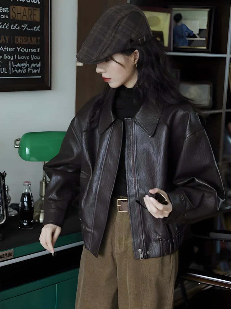 Brown Faux Leather Jacket Brown Faux Leather Jacket