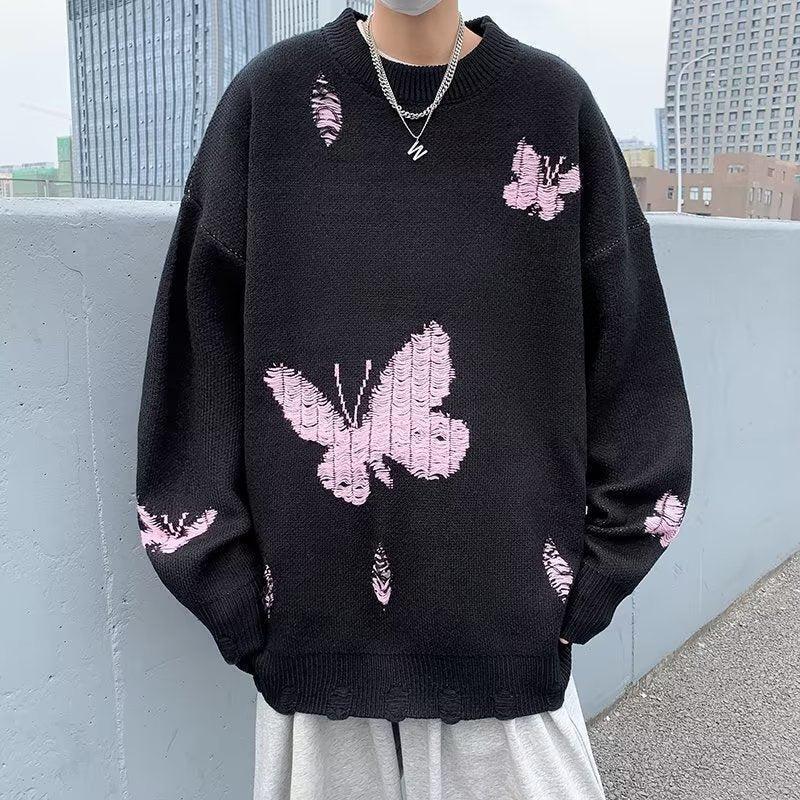 Butterfly Distressed Knitted Sweater Butterfly Distressed Knitted Sweater