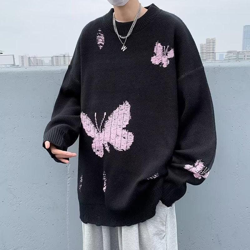 Butterfly Distressed Knitted Sweater Butterfly Distressed Knitted Sweater