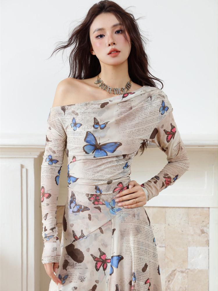 Butterfly One Shoulder Midi Dress Butterfly One Shoulder Midi Dress