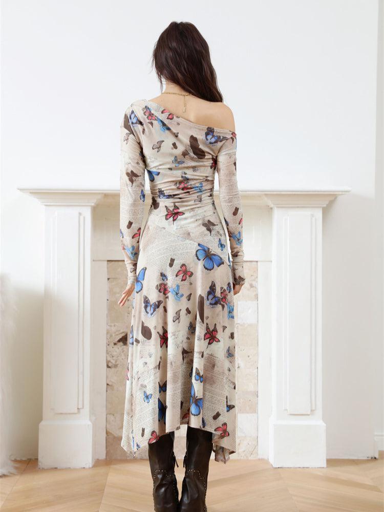 Butterfly One Shoulder Midi Dress Butterfly One Shoulder Midi Dress