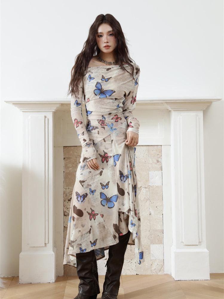 Butterfly One Shoulder Midi Dress Butterfly One Shoulder Midi Dress