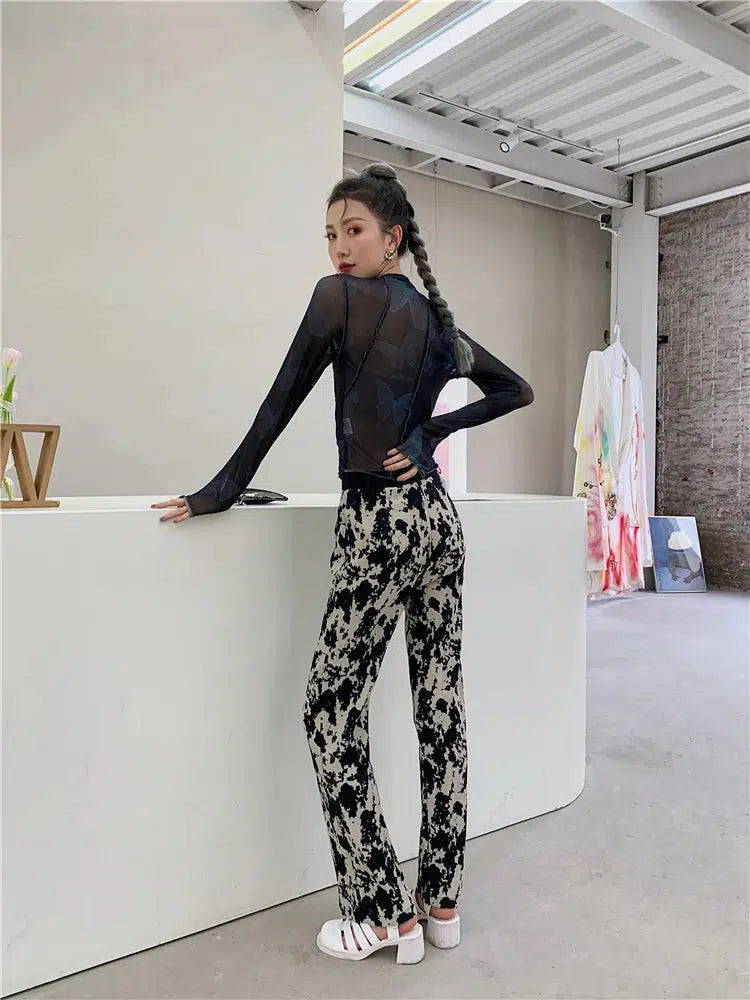 Butterfly Seam Detailed Mesh Top Butterfly Seam Detailed Mesh Top