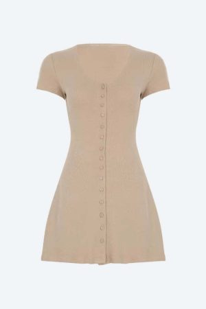Button Up Knitted Mini Dress