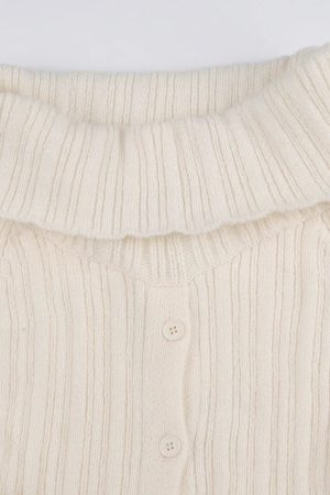 Button Up Off Shoulder Knitted Top