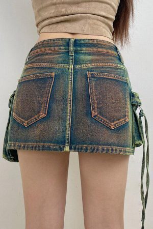 Cargo Denim Mini Skirt