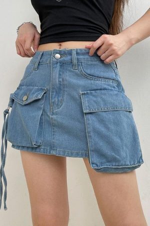 Cargo Denim Mini Skirt