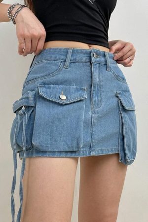 Cargo Denim Mini Skirt