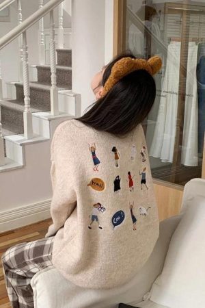 Cartoon Embroidered Knitted Sweater