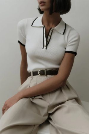 Casual Contrast Corduroy Top