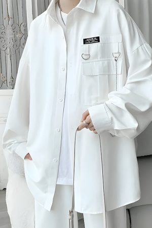 Chain Detailed Long Sleeve Shirt