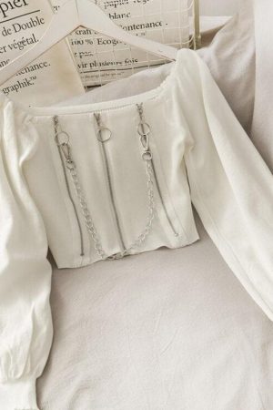 Chain Detailed Square Neck Crop Top