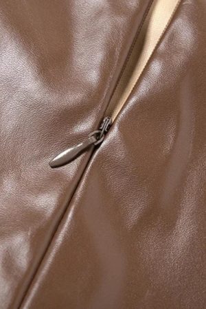 Chain Strap Faux Leather Mini Dress