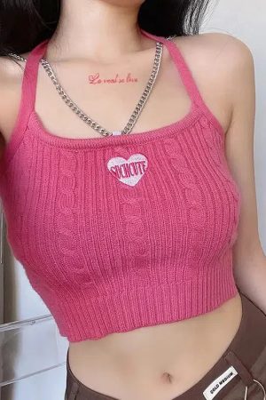 Chain Strap Knitted Crop Top