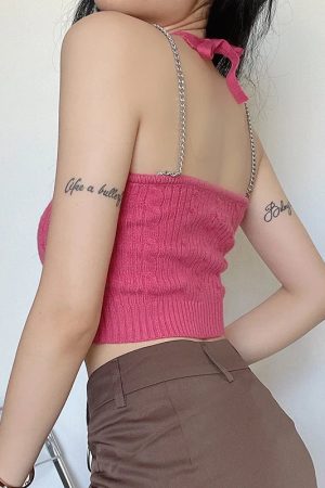 Chain Strap Knitted Crop Top