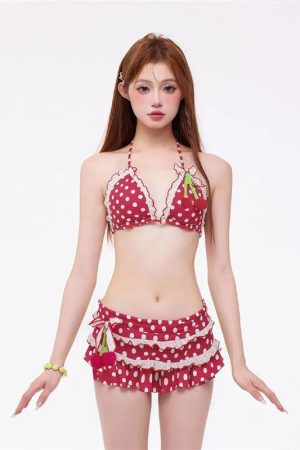 Cherry Polka Dot Bikini Top & Shorts