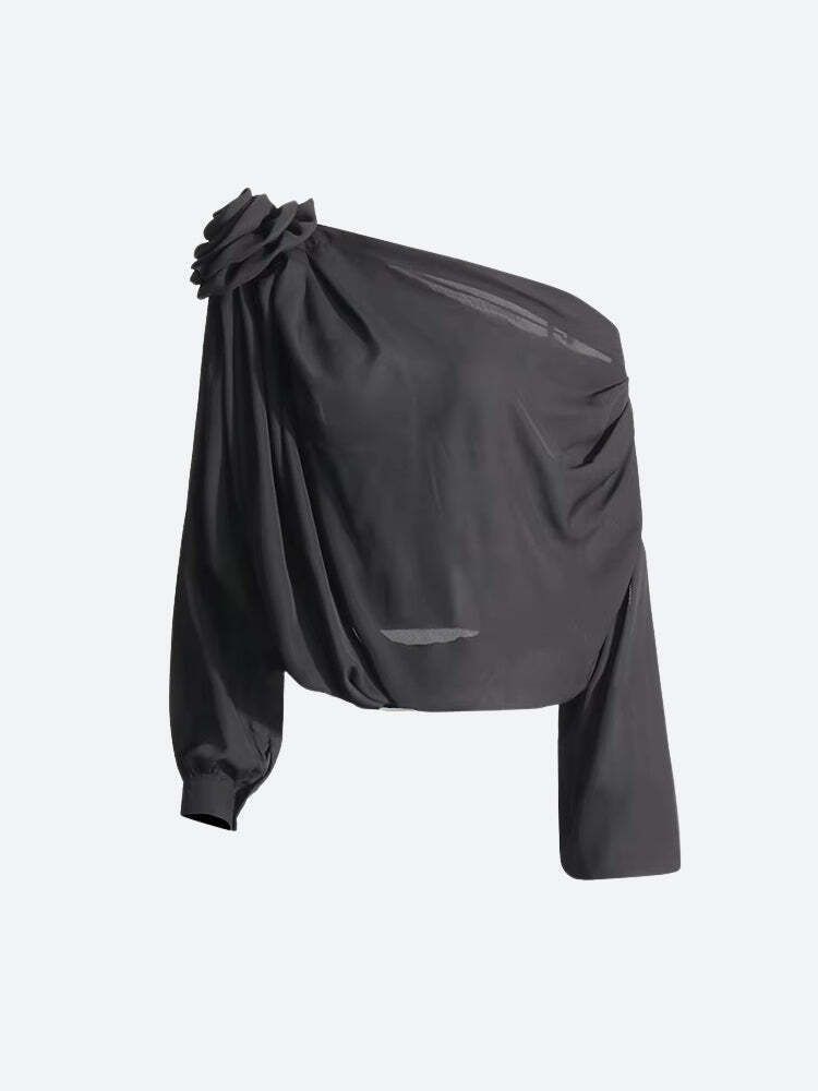 Chiffon One Shoulder Top Chiffon One Shoulder Top