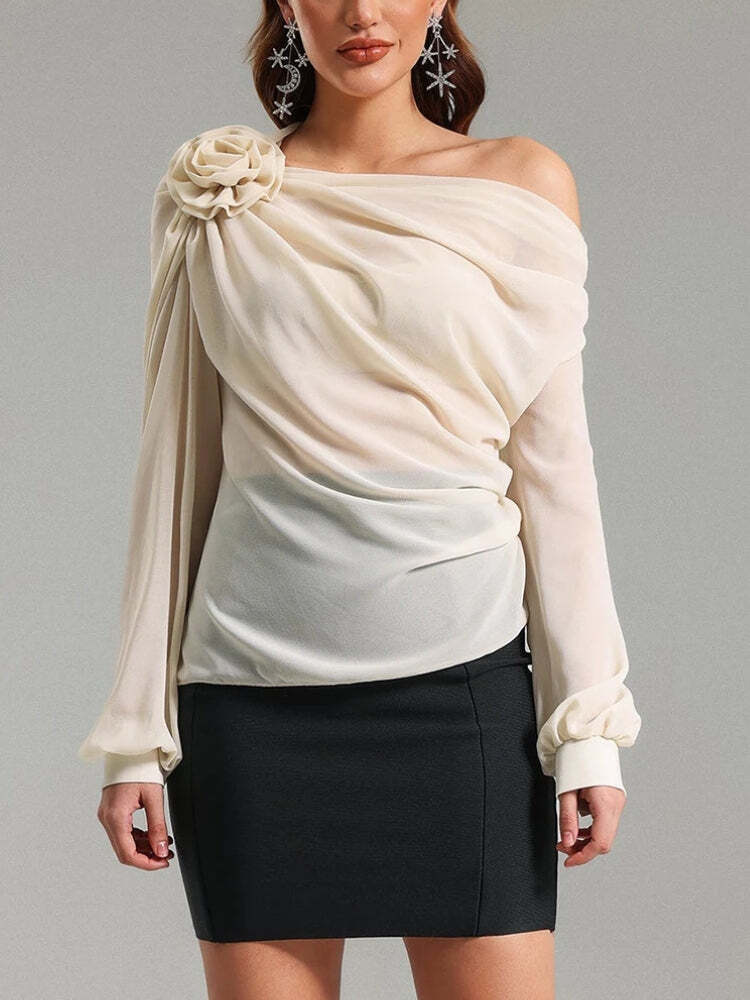 Chiffon One Shoulder Top Chiffon One Shoulder Top