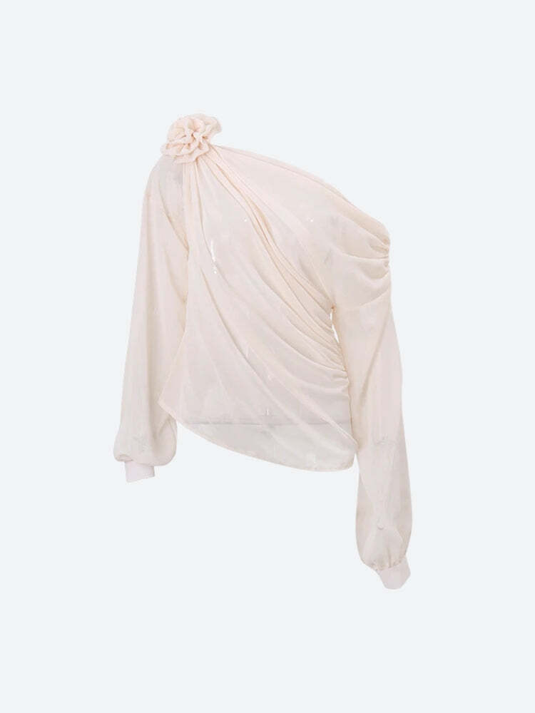 Chiffon One Shoulder Top Chiffon One Shoulder Top