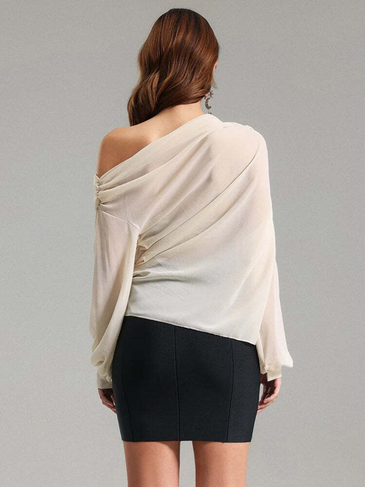 Chiffon One Shoulder Top Chiffon One Shoulder Top