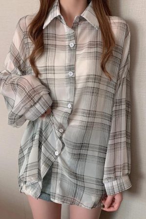 Chiffon Plaid Shirt