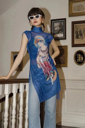 Chinese Woman Mesh Top