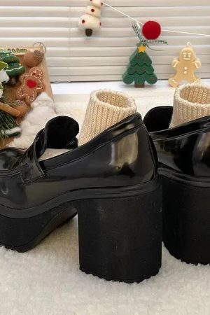 Chunky Platform High Heel Loafer Shoes