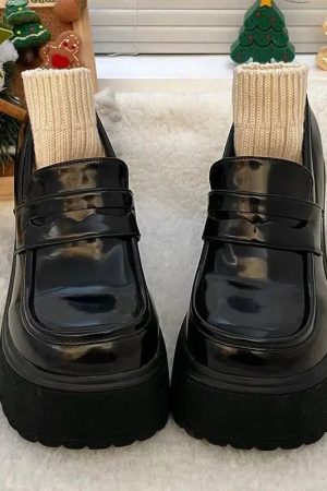 Chunky Platform High Heel Loafer Shoes