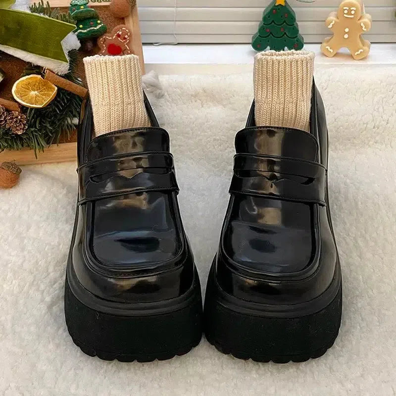 Chunky Platform High Heel Loafer Shoes Chunky Platform High Heel Loafer Shoes