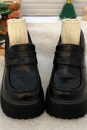 Chunky Platform High Heel Loafer Shoes