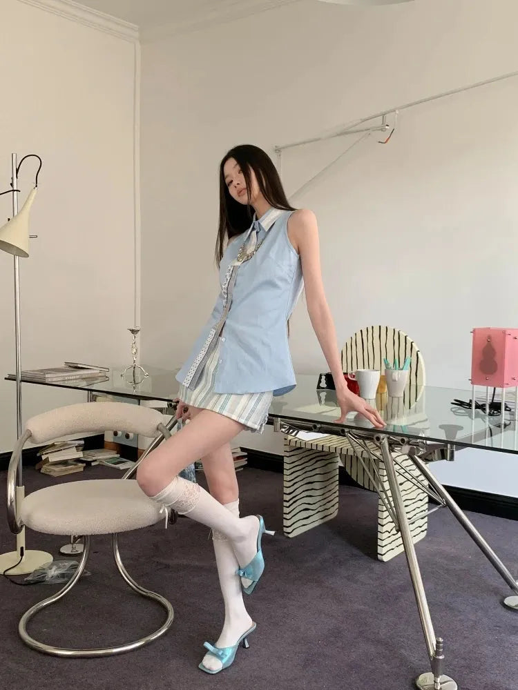 Classic Collar Sleeveless Shirt Classic Collar Sleeveless Shirt