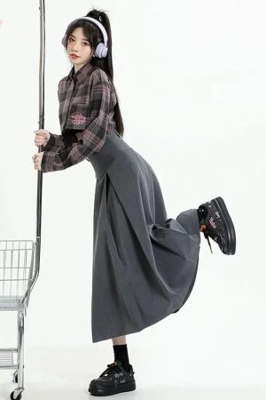 College Girl Pleated A-Line Midi Skirt