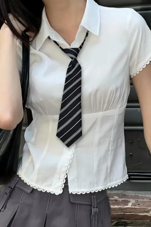 College Shirt With Striped Tie