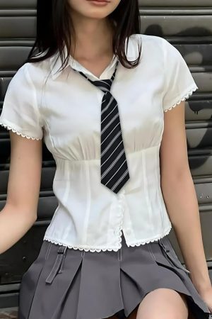 College Shirt With Striped Tie