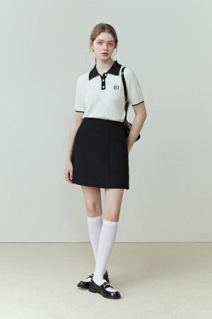 College Style Short Sleeve Sweater