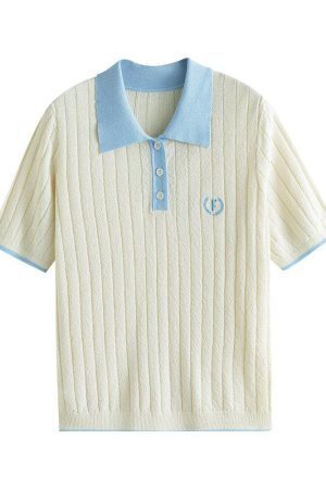 College Style Short Sleeve Sweater