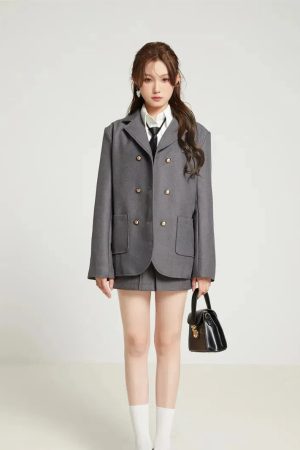 College Style Skirt, Blazer & Shirt Set